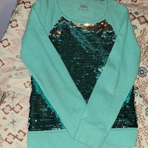 Stunning sequined turquoise kid's sweater sz 8 (youth)